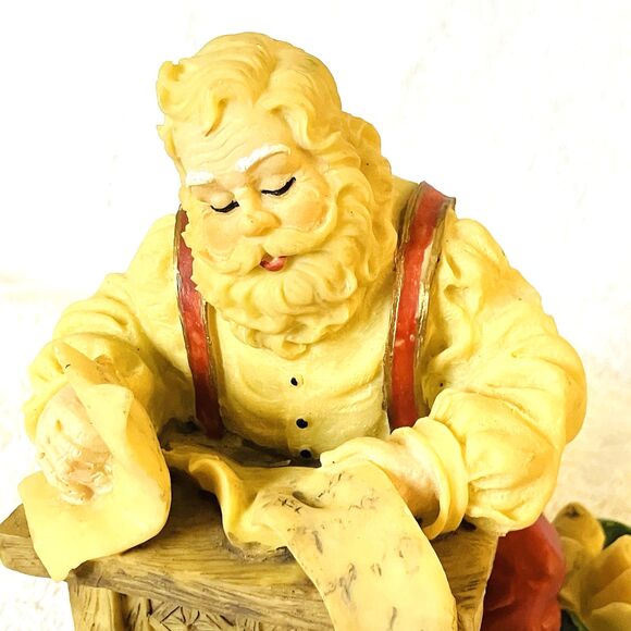 Santa and Elf Vintage Figurine Toys Checking Christmas List 6" Stocking Hanger - Picture 6 of 14